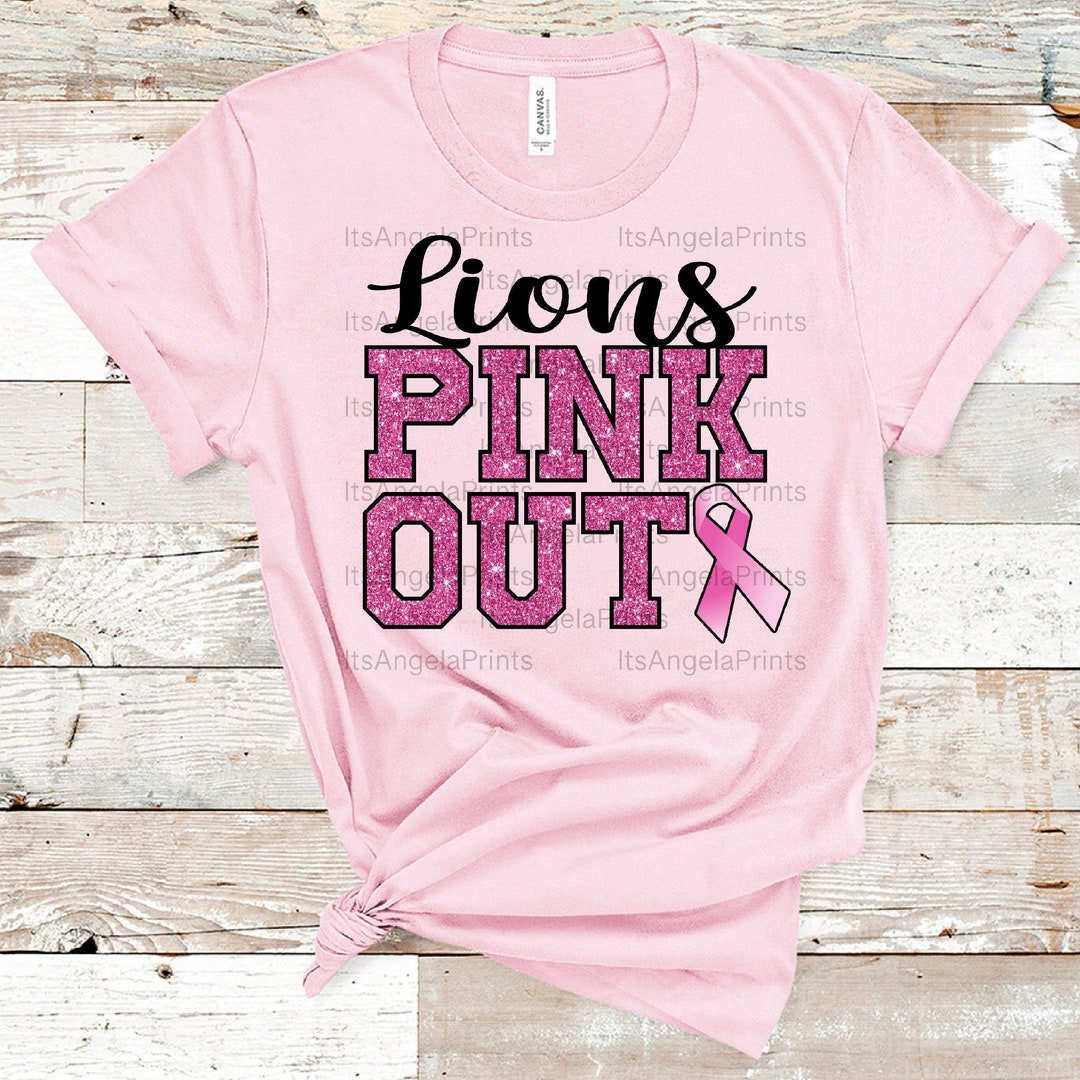 Lions Pink Out Glitter Breast Cancer Awareness Football Volleyball PNG