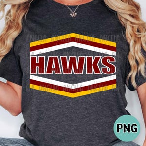 PNG Hawks Maroon Yellow Gold Unisex Mens School Team Spirit Mascot Teacher Game Day Football Volleyball Cheer Mom Design for DTF HTV Shirt