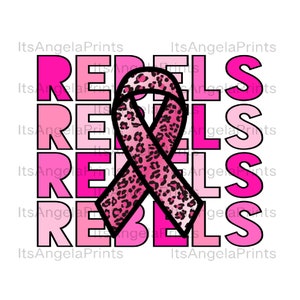 May include: Pink and black leopard print ribbon with the word "REBEL" repeated four times in pink letters. The text "ItsAngelaPrints" appears at the top and bottom of the image.