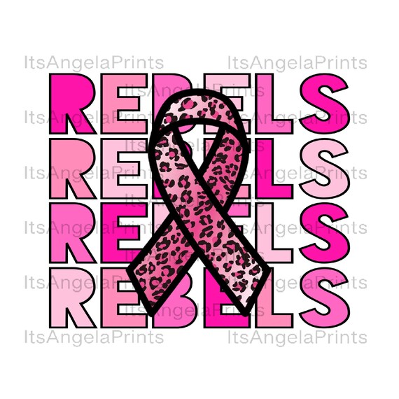 Rebeles Stacked Breast Cancer Awareness Pink Out Leopard Ribbon PNG Digital Download Transparent File, Sublimation DTF Transfer, Tshirt