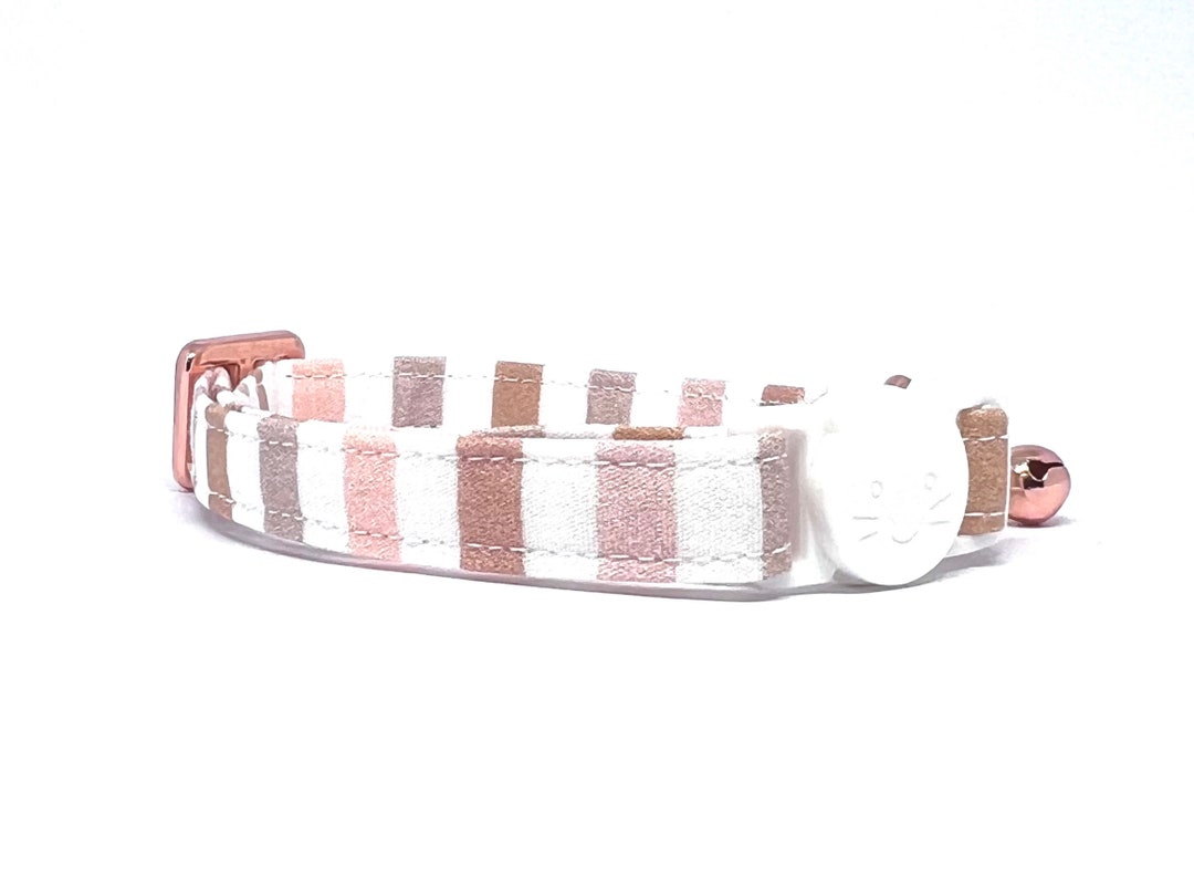 Terracotta Stripes Print Cat Collar Printed Cat Collar, Kitten, Cat ... - Colored Cat Collars Peppermint Stripes