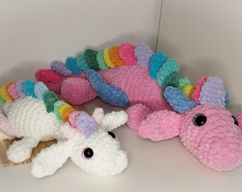 BUNDLE of 2 patterns: Mother-Daughter Dragon Crochet Pattern Amigurumi  , adorable colorful pattern , US Terms PDF , New Year 2024 Dragon