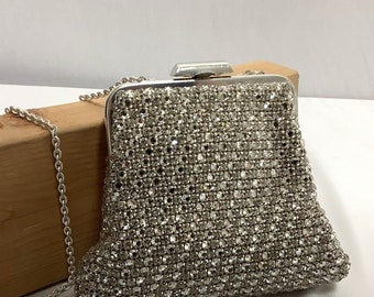 Vintage Swarovski Crystal Rhinestone Beaded Evening Bag Purse / Rhinestone handbag