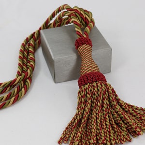 Vintage European Tassel Tieback / Curtain Tassel / Drapery Tassel / Maroon - Green/ Tieback