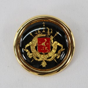 Vintage European Gold / Navy Coat Of Arms Shank Button - In 3 Sizes