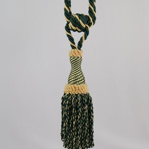 Vintage European Tassel Tieback / Curtain Tassel / Drapery Tassel / Green - Yellow/ Tieback