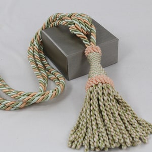 Vintage European Tassel Tieback / Curtain Tassel / Drapery Tassel / Peach - Green/ Tieback
