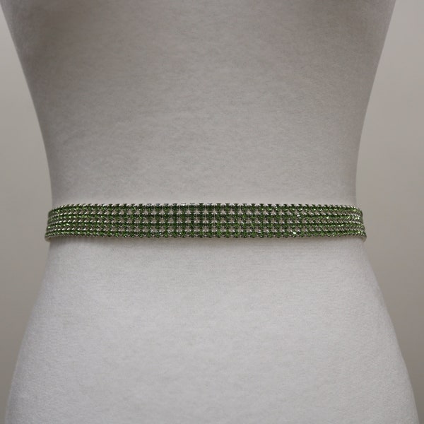 Green Swarovski rhinestone bridal belt, green bridal belt, Wedding sash belt, Wedding dress belt, Bridesmaids belt, prom belt