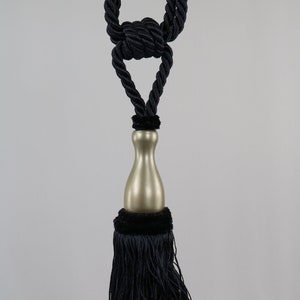Tassel Tieback / Curtain Tassel / Drapery Tassel / Navy - Silver / Tieback - (Slight Scratches) Read Description