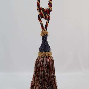 Vintage European Tassel Tieback / Curtain Tassel / Drapery Tassel / Navy - Red - Gold / Tieback