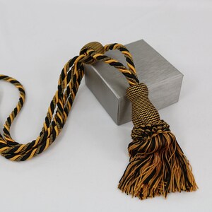 Adjustable Tassel Tieback / Curtain Tassel / Drapery Tassel / Gold Yellow - Black / Tieback