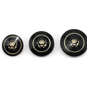 European Black Gold lion Button / Plastic Animal Button -In 3 Sizes / Collectors button / Designer button / blazer suit button, Italian made