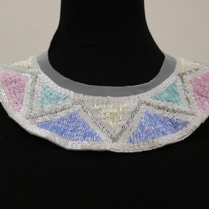 Multi color beaded sew on collar, fabric collar applique bib, beaded collar necklace. DIY beaded collar, collar choker -M1