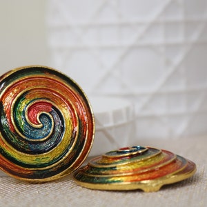Fibbia per cintura vintage multicolore in oro, Chiusura con fibbia multicolore, Chiusura con fibbia per cintura, fibbia vintage, Made in Czechoslovakia