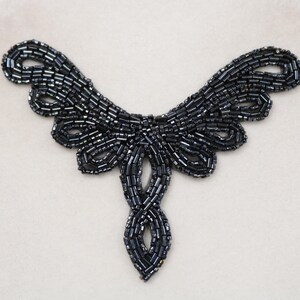 Navy beaded sew on collar applique, dark blue beaded collar applique bib, seed beaded collar necklace. DIY sequin collar applique - 127