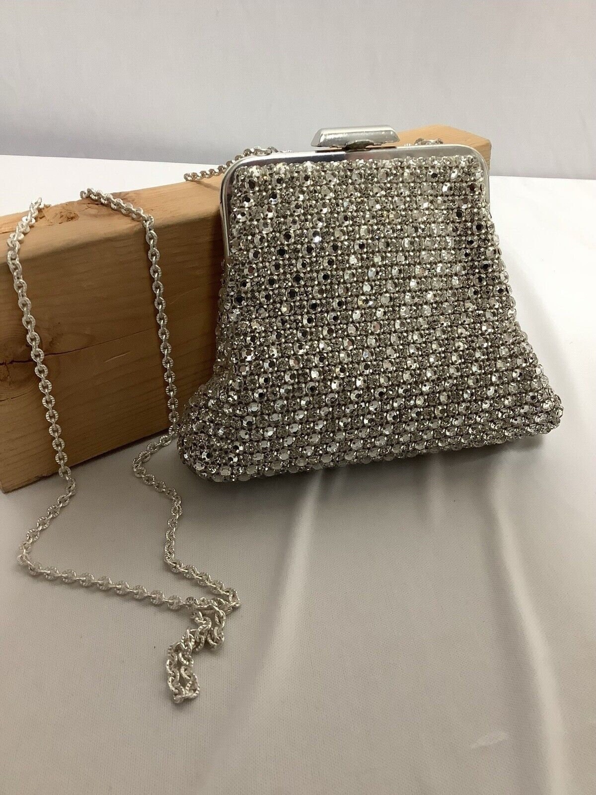 Gold Rhinestone Mirror Metallic Mini Handbag – Unique Vintage