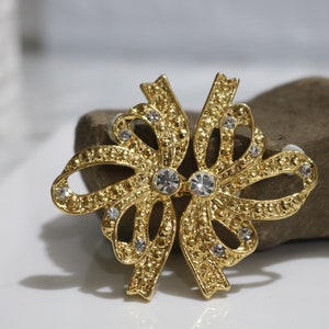 Chiusura a rana vintage in strass oro europeo / Pietre Swarovski autentiche / Fibbia / Fibbia con strass, chiusura con chiusura maglione