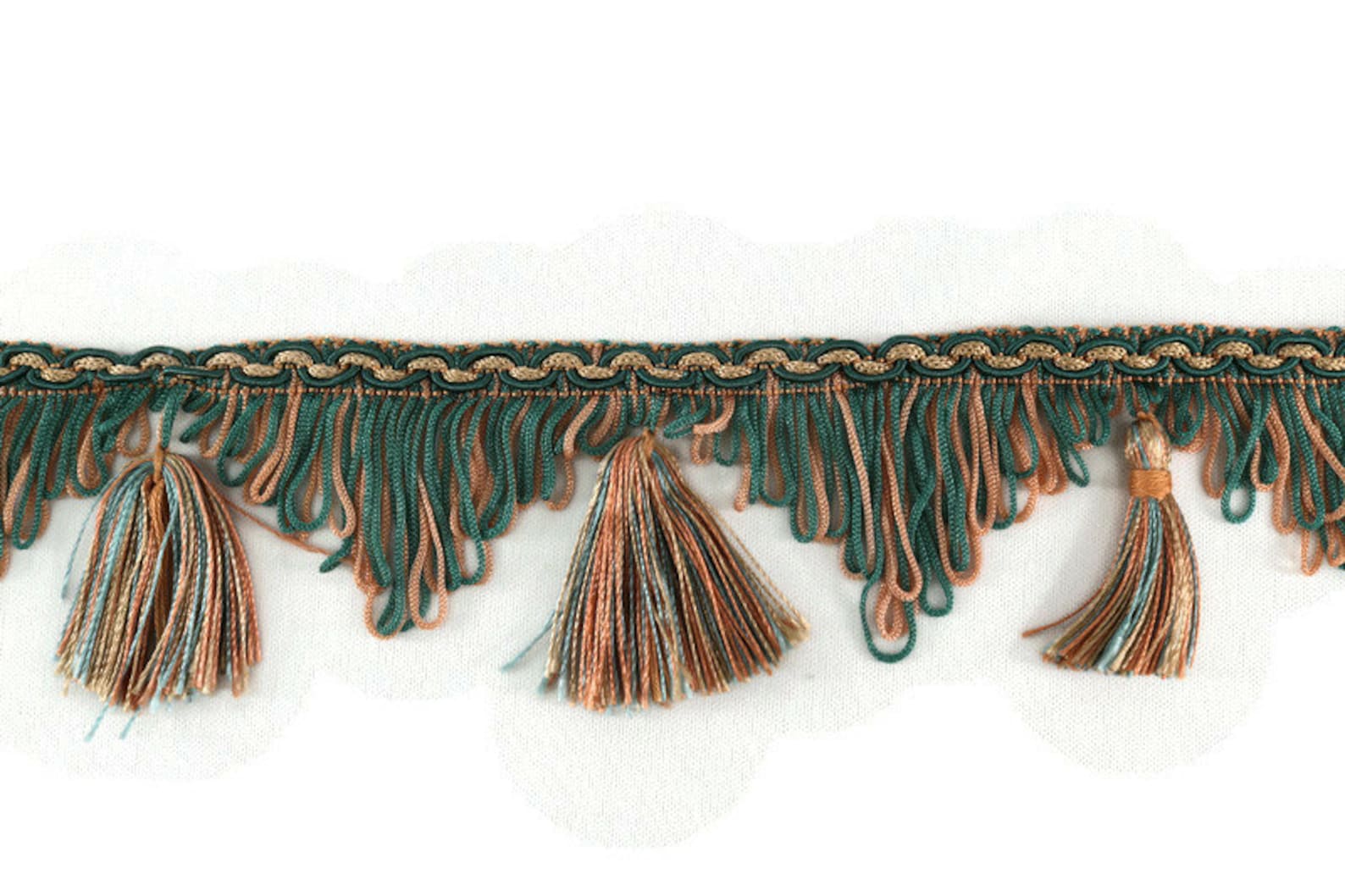 Vintage Green Multi Color Tassel Trim / by the Yard / Home Etsy