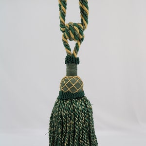 Vintage European Large Tassel Tieback / Curtain Tassel / Drapery Tassel / Green - Yellow