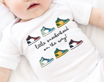 Future sneakerhead on the way baby announcement onsie, Sneakerhead pregnancy baby reveal, basketball Baby reveal Onsie, Sneakerhead Gift