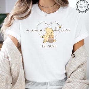 Custom Winnie the Pooh Mama Bear Papa Bear Baby Bear Est shirt Classic pooh bear Mommy and me Baby shower shirt 1st Mothers Day gift for Mom