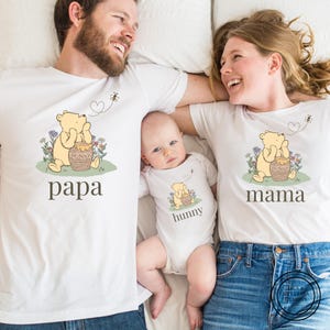 Custom Winnie the Pooh family shirts, Mama Bear Papa Bear Baby Bear Est shirt, Classic winnie the pooh, Mommy Daddy and me Baby shower shirt