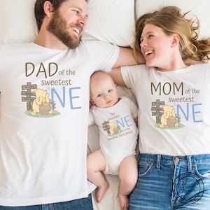 Winnie the Pooh matching family birthday shirts, Blue 1st birthday shirt, First birthday party, Classic winnie the pooh, personalized custom