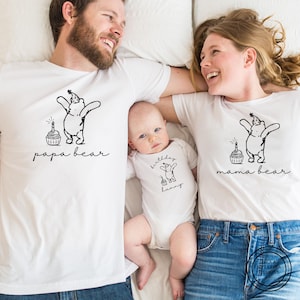 Custom Winnie the Pooh family shirts, Mama Bear Papa Bear Baby Bear Est shirt, Classic winnie the pooh, Mommy Daddy and me Baby shower shirt