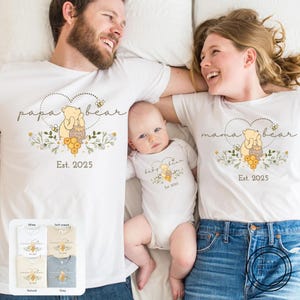 Custom Winnie the Pooh family shirts, Mama Bear Papa Bear Baby Bear Est shirt, Classic winnie the pooh, Mommy Daddy and me Baby shower shirt