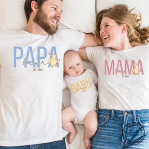 Custom Winnie the Pooh family shirts, Mama Bear Papa Bear Baby Bear Est shirt, Classic winnie the pooh, Mommy Daddy and me Baby shower shirt