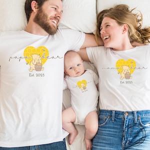 Custom Winnie the Pooh family shirts, Mama Bear Papa Bear Baby Bear Est shirt, Classic winnie the pooh, Mommy Daddy and me Baby shower shirt