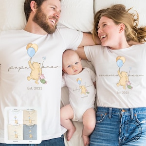 Custom Winnie the Pooh family shirts, Mama Bear Papa Bear Baby Bear Est shirt, Classic winnie the pooh, Mommy Daddy and me Baby shower shirt