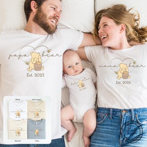 Custom Winnie the Pooh family shirts, Mama Bear Papa Bear Baby Bear Est shirt, Classic winnie the pooh, Mommy Daddy and me Baby shower shirt