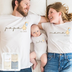 Custom Mama Bear Papa Bear Baby Bear Est shirt, Winnie the Pooh family shirts, Classic winnie the pooh, Mommy Daddy and me Baby shower shirt