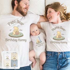 Winnie the Pooh Familie passenden Geburtstags-Shirts, 1. Geburtstags-Shirt, erste Geburtstagsfeier, klassisches Winnie the Pooh, personalisierter benutzerdefinierter Name