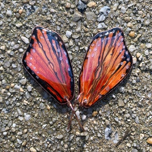 Hand Painted Copper Butterfly Wing Copper Earrings, Hand Wrought From Upcycled 90 Year Old Roofing Copper and Artisan Made
