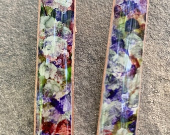 Handmade Impressionist Floral Copper Earrings, Upcycled Roofing Copper
