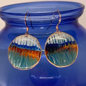 Copper Sunset on a Beach Upcycled Handmade Copper Earrings, Artisan Made from Old Roofing Copper