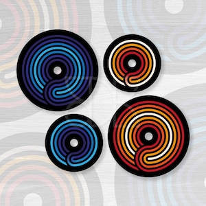 Retro Vinyl-Schallplatten-Aufkleber, 4 matte wasserfeste Abziehbilder, Audiophiles Laptop-Zubehör, 60er 70er Jahre Musikliebhaber Geschenk, Strumpffüller