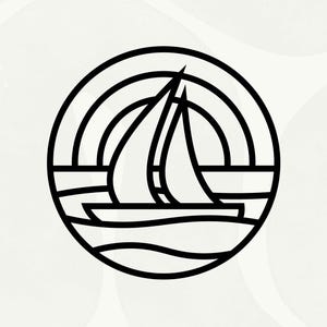 Sailboat Vinyl Decal Sticker, Minimal Sunset Laptop Decals, Yacht SUP Campervan Accessories, Nautical Sailing Gift, Coastal Stocking Fillers