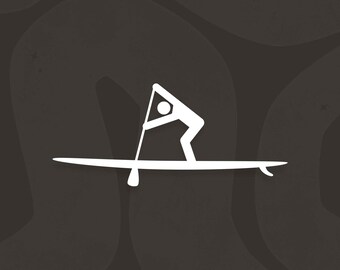 Adhesivo de vinilo para tabla de paddle surf, pegatinas para portátil con silueta de SUP, accesorios para autocaravanas de paddle surf, regalo para amantes del paddle surf, detalle para Navidad