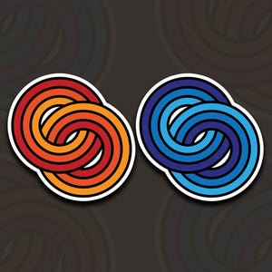 Sticker rétro abstrait, sticker mat résistant à l'eau, style artistique des années 70, motifs géométriques accessoires pour ordinateur portable, cadeau infini, bas de Noël