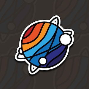 Planet Sticker, Matte Water-resistant Decal, Cute Retro Design, Outer Space Laptop Accessories, Galaxy Solar System Gift, Stocking Fillers