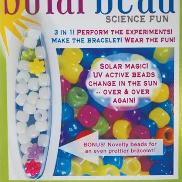 Solar Bead Science Fun Bracelet Kit - UV Active Beads Change Color in the Sun - Teach Science - Wear Science!