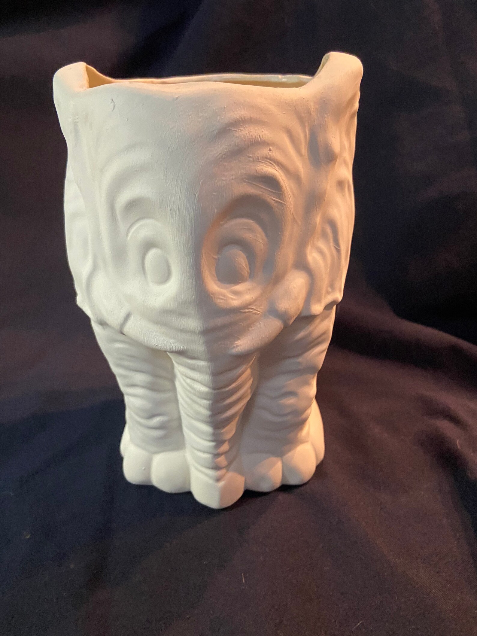 Unpainted Ceramic Elephant Vase Etsy