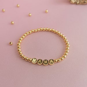 Pulsera de bolitas con nombre deseado, pulsera de plata, pulsera mamá niño con iniciales deseadas, plata de ley, pulsera personalizada