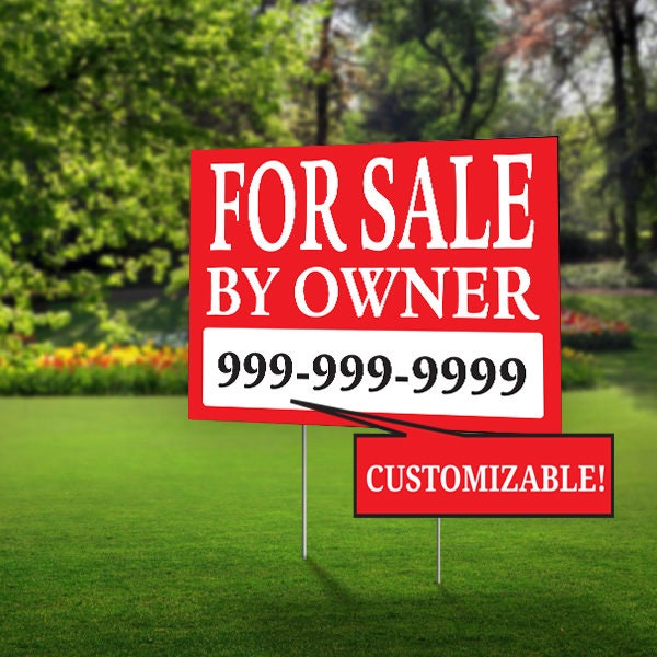 For Sale By Owner Customizable Yard Sign, Personalized For Sale By Owner Sign, Custom Sign, 18”x24”, 2 Sided, Lawn Flag , H stake Included