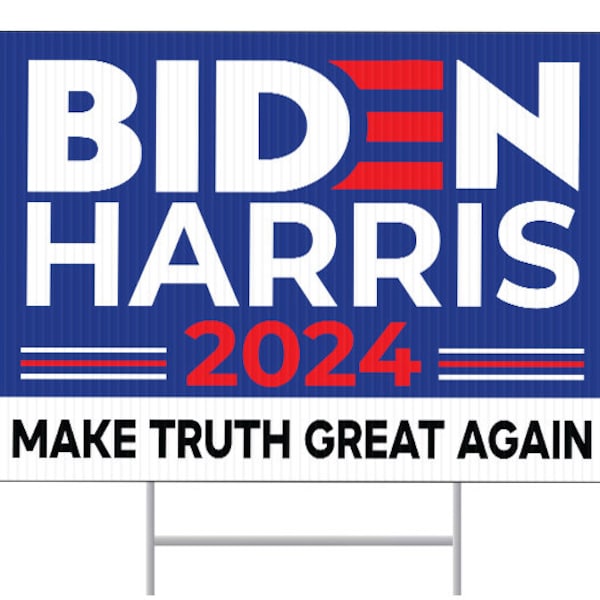 Biden For President Yard Sign, Biden Harris 2024 Sign, Biden Harris For President 2024 Lawn Sign, 24”x18”, Double Sided, H stake Included