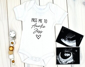 Pass Me To Auntie Babygrow T Shirt Cotton Unisex T Shirt Tee Outfit Clothing Design Custom Print Suprise Any Year