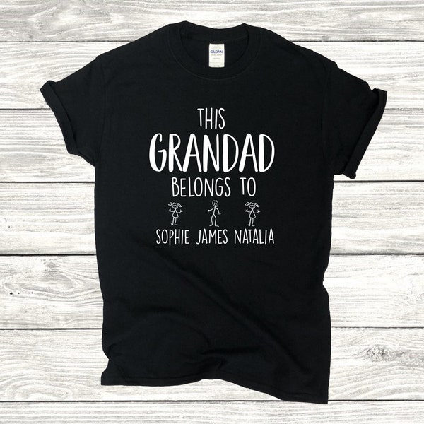 Personalised This Grandad Belongs To Any Name Custom Cotton Unisex T Shirt Tee Outfit Clothing Design Birthday Christmas Present Funny 2022
